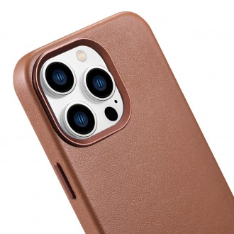 iCarer Case Leather Case Cover for iPhone 14 Pro Max Brown (WMI14220708-BN) (MagSafe Compatible)