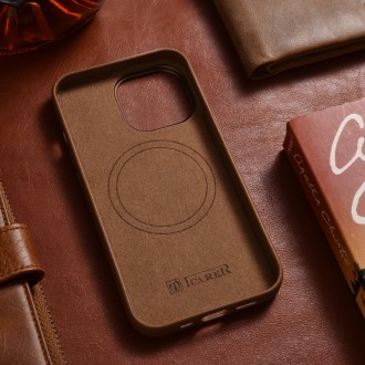 iCarer Case Leather Case Cover for iPhone 14 Pro Max Brown (WMI14220708-BN) (MagSafe Compatible)