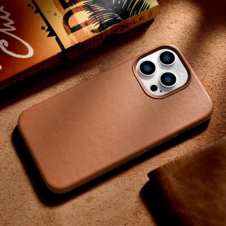 iCarer Case Leather Case Cover for iPhone 14 Pro Max Brown (WMI14220708-BN) (MagSafe Compatible)