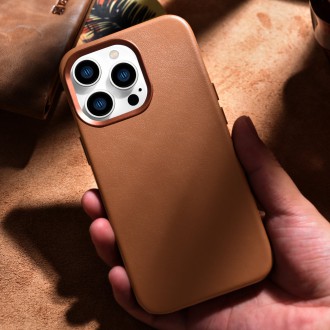 iCarer Case Leather Case Cover for iPhone 14 Pro Max Brown (WMI14220708-BN) (MagSafe Compatible)