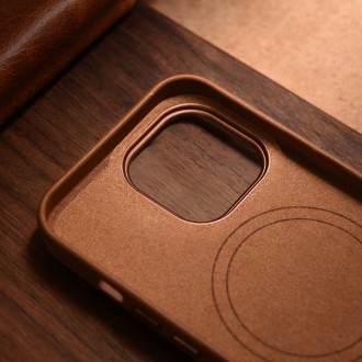 iCarer Case Leather Case Cover for iPhone 14 Pro Max Brown (WMI14220708-BN) (MagSafe Compatible)