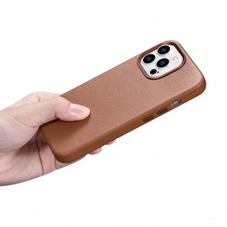 iCarer Case Leather Case Cover for iPhone 14 Pro Max Brown (WMI14220708-BN) (MagSafe Compatible)