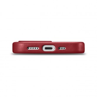 iCarer Case Leather Cover Genuine Leather Case for iPhone 14 Pro Max red (WMI14220708-RD) (MagSafe Compatible)