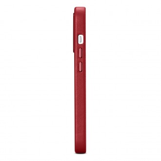 iCarer Case Leather Cover Genuine Leather Case for iPhone 14 Pro Max red (WMI14220708-RD) (MagSafe Compatible)