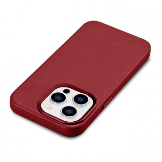 iCarer Case Leather Cover Genuine Leather Case for iPhone 14 Pro Max red (WMI14220708-RD) (MagSafe Compatible)
