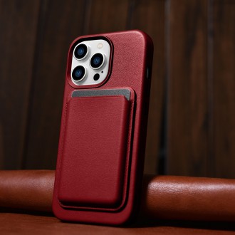 iCarer Case Leather Cover Genuine Leather Case for iPhone 14 Pro Max red (WMI14220708-RD) (MagSafe Compatible)
