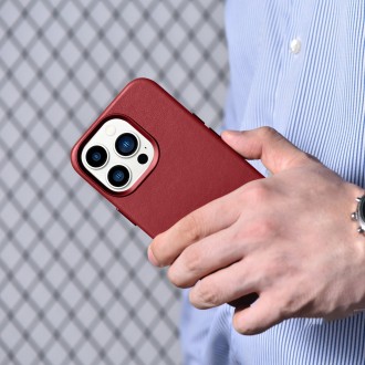 iCarer Case Leather Cover Genuine Leather Case for iPhone 14 Pro Max red (WMI14220708-RD) (MagSafe Compatible)