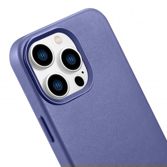 iCarer Case Leather Cover Genuine Leather Case for iPhone 14 Pro Max Light Purple (WMI14220708-LP) (MagSafe Compatible)
