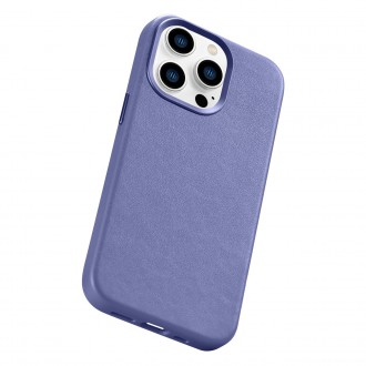 iCarer Case Leather Cover Genuine Leather Case for iPhone 14 Pro Max Light Purple (WMI14220708-LP) (MagSafe Compatible)