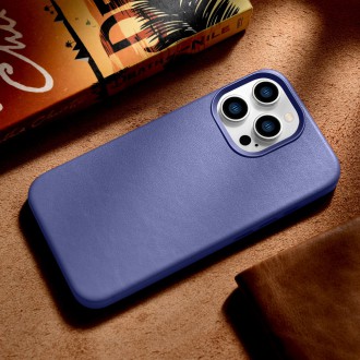 iCarer Case Leather Cover Genuine Leather Case for iPhone 14 Pro Max Light Purple (WMI14220708-LP) (MagSafe Compatible)