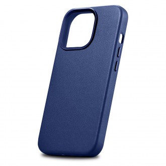 iCarer Case Leather Cover Genuine Leather Case for iPhone 14 Pro Max blue (WMI14220708-BU) (MagSafe compatible)