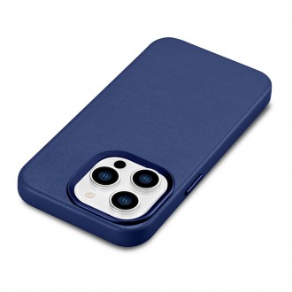iCarer Case Leather Cover Genuine Leather Case for iPhone 14 Pro Max blue (WMI14220708-BU) (MagSafe compatible)