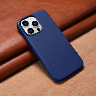 iCarer Case Leather Cover Genuine Leather Case for iPhone 14 Pro Max blue (WMI14220708-BU) (MagSafe compatible)