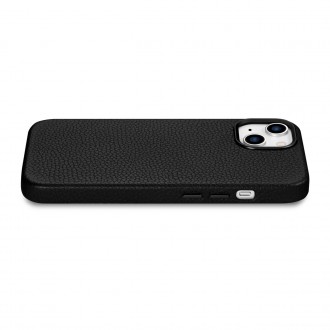 iCarer Litchi Premium Leather Case iPhone 14 Magnetic Leather Case with MagSafe Black (WMI14220709-BK)