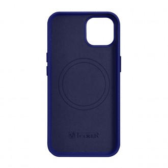iCarer Litchi Premium Leather Case iPhone 14 Magnetic Leather Case with MagSafe Dark Blue (WMI14220709-DB)