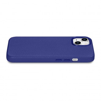 iCarer Litchi Premium Leather Case iPhone 14 Magnetic Leather Case with MagSafe Dark Blue (WMI14220709-DB)