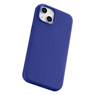 iCarer Litchi Premium Leather Case iPhone 14 Magnetic Leather Case with MagSafe Dark Blue (WMI14220709-DB)