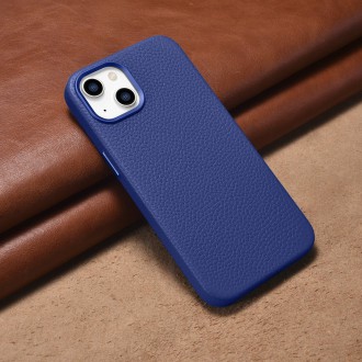 iCarer Litchi Premium Leather Case iPhone 14 Magnetic Leather Case with MagSafe Dark Blue (WMI14220709-DB)