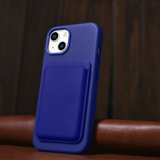 iCarer Litchi Premium Leather Case iPhone 14 Magnetic Leather Case with MagSafe Dark Blue (WMI14220709-DB)