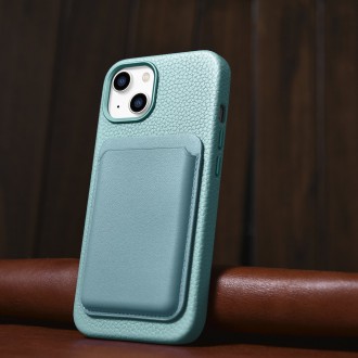 iCarer Litchi Premium Leather Case iPhone 14 Magnetic Leather Case with MagSafe Green (WMI14220709-GN)