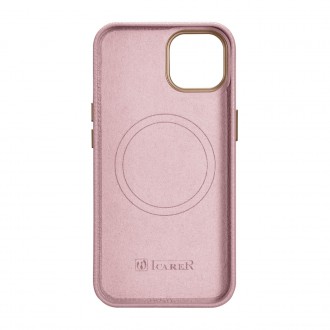 iCarer Litchi Premium Leather Case iPhone 14 Magnetic Leather Case with MagSafe Pink (WMI14220709-PK)