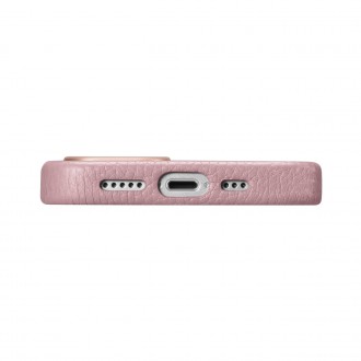 iCarer Litchi Premium Leather Case iPhone 14 Magnetic Leather Case with MagSafe Pink (WMI14220709-PK)