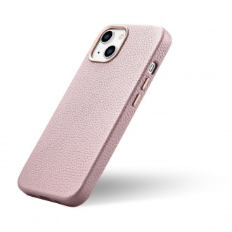 iCarer Litchi Premium Leather Case iPhone 14 Magnetic Leather Case with MagSafe Pink (WMI14220709-PK)