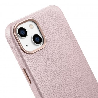 iCarer Litchi Premium Leather Case iPhone 14 Magnetic Leather Case with MagSafe Pink (WMI14220709-PK)