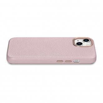 iCarer Litchi Premium Leather Case iPhone 14 Magnetic Leather Case with MagSafe Pink (WMI14220709-PK)