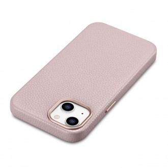 iCarer Litchi Premium Leather Case iPhone 14 Magnetic Leather Case with MagSafe Pink (WMI14220709-PK)