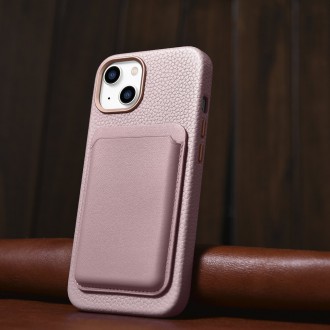 iCarer Litchi Premium Leather Case iPhone 14 Magnetic Leather Case with MagSafe Pink (WMI14220709-PK)