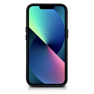 iCarer Litchi Premium Leather Case iPhone 14 Pro Magnetic Leather Case with MagSafe Black (WMI14220710-BK)