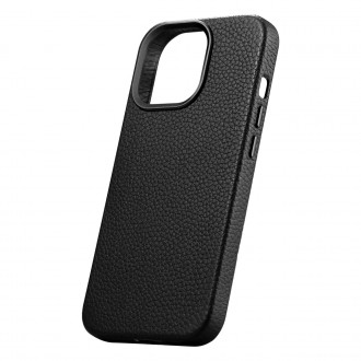 iCarer Litchi Premium Leather Case iPhone 14 Pro Magnetic Leather Case with MagSafe Black (WMI14220710-BK)