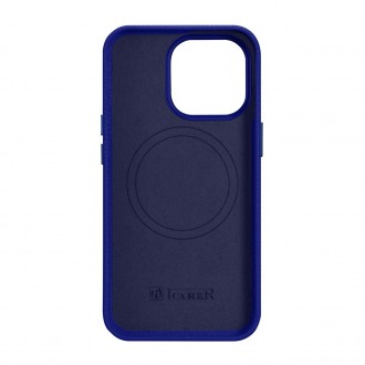 iCarer Litchi Premium Leather Case iPhone 14 Pro Magnetic Leather Case with MagSafe Dark Blue (WMI14220710-DB)