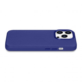 iCarer Litchi Premium Leather Case iPhone 14 Pro Magnetic Leather Case with MagSafe Dark Blue (WMI14220710-DB)