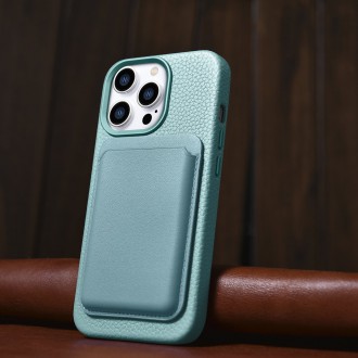 iCarer Litchi Premium Leather Case iPhone 14 Pro Magnetic Leather Case with MagSafe Green (WMI14220710-GN)