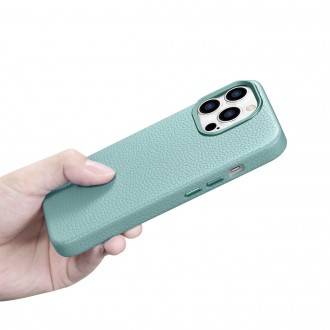 iCarer Litchi Premium Leather Case iPhone 14 Pro Magnetic Leather Case with MagSafe Green (WMI14220710-GN)