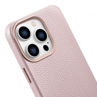 iCarer Litchi Premium Leather Case iPhone 14 Pro Magnetic Leather Case with MagSafe Pink (WMI14220710-PK)