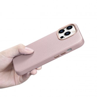 iCarer Litchi Premium Leather Case iPhone 14 Pro Magnetic Leather Case with MagSafe Pink (WMI14220710-PK)