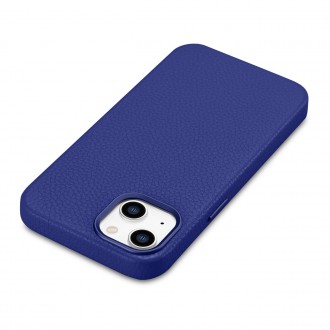 iCarer Litchi Premium Leather Case iPhone 14 Plus Magnetic Leather Case with MagSafe Dark Blue (WMI14220711-DB)