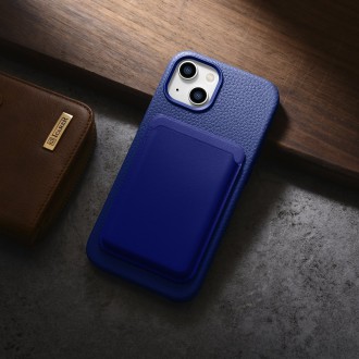 iCarer Litchi Premium Leather Case iPhone 14 Plus Magnetic Leather Case with MagSafe Dark Blue (WMI14220711-DB)