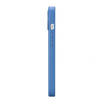 iCarer Litchi Premium Leather Case iPhone 14 Plus Magnetic Leather Case with MagSafe Light Blue (WMI14220711-LB)