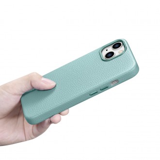 iCarer Litchi Premium Leather Case iPhone 14 Plus Magnetic Leather Case with MagSafe Green (WMI14220711-GN)