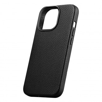 iCarer Litchi Premium Leather Case iPhone 14 Pro Max Magnetic Leather Case with MagSafe Black (WMI14220712-BK)