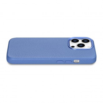 iCarer Litchi Premium Leather Case iPhone 14 Pro Max Magnetic Leather Case with MagSafe Light Blue (WMI14220712-LB)