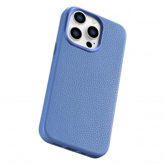 iCarer Litchi Premium Leather Case iPhone 14 Pro Max Magnetic Leather Case with MagSafe Light Blue (WMI14220712-LB)