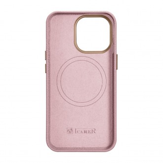 iCarer Litchi Premium Leather Case iPhone 14 Pro Max Magnetic Leather Case with MagSafe Pink (WMI14220712-PK)
