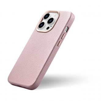 iCarer Litchi Premium Leather Case iPhone 14 Pro Max Magnetic Leather Case with MagSafe Pink (WMI14220712-PK)