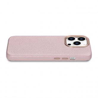 iCarer Litchi Premium Leather Case iPhone 14 Pro Max Magnetic Leather Case with MagSafe Pink (WMI14220712-PK)