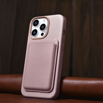 iCarer Litchi Premium Leather Case iPhone 14 Pro Max Magnetic Leather Case with MagSafe Pink (WMI14220712-PK)